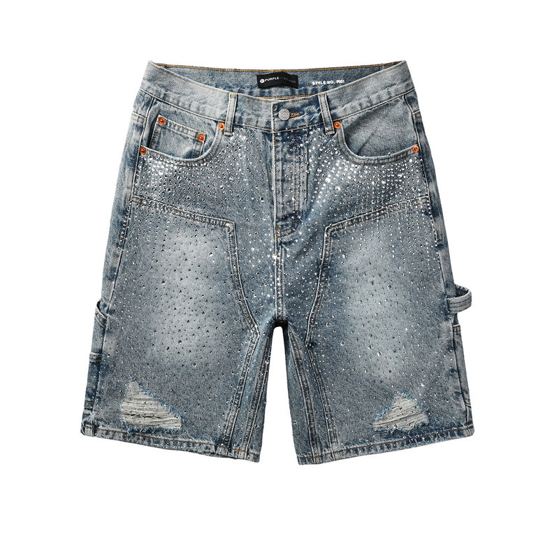 Crystal Diamond Denim Shorts #5097