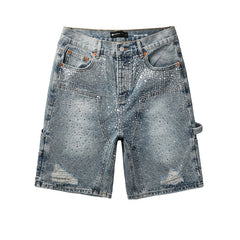 Crystal Diamond Denim Shorts #5097
