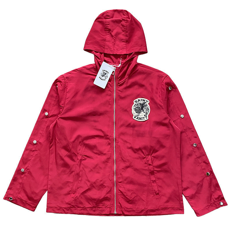 Nylon Hooded Track Jacket
