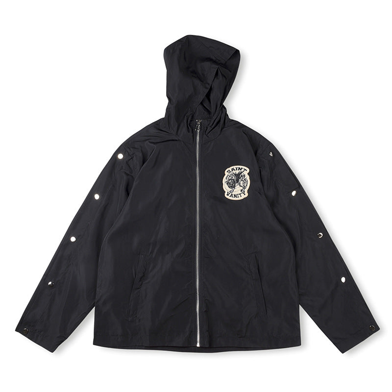 Nylon Hooded Track Jacket “Black”