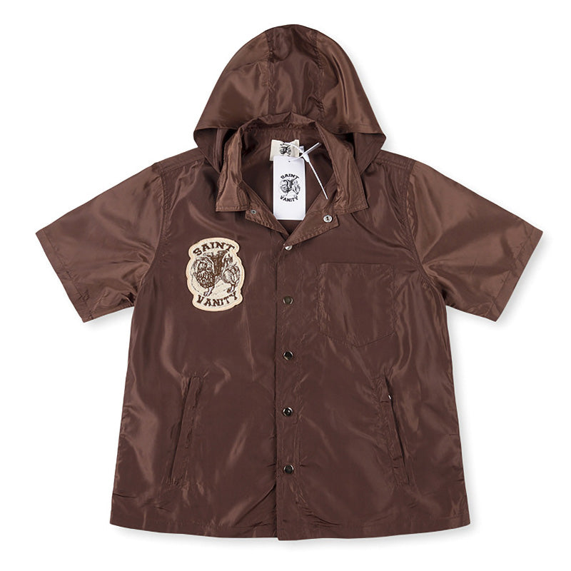 Embroidered Sporty Zipper Short-sleeved Jacket