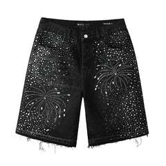 Crystal Diamond Denim Shorts #5103