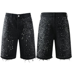 Crystal Diamond Denim Shorts #5103