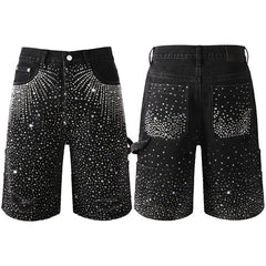 Crystal Diamond Denim Shorts #5099