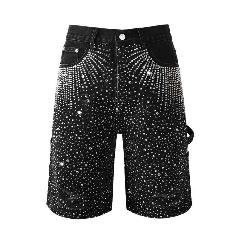 Crystal Diamond Denim Shorts #5099