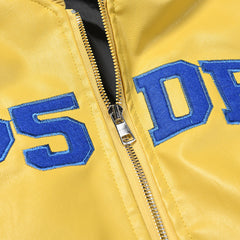 Leather Logo Bomber Jacket Yellow