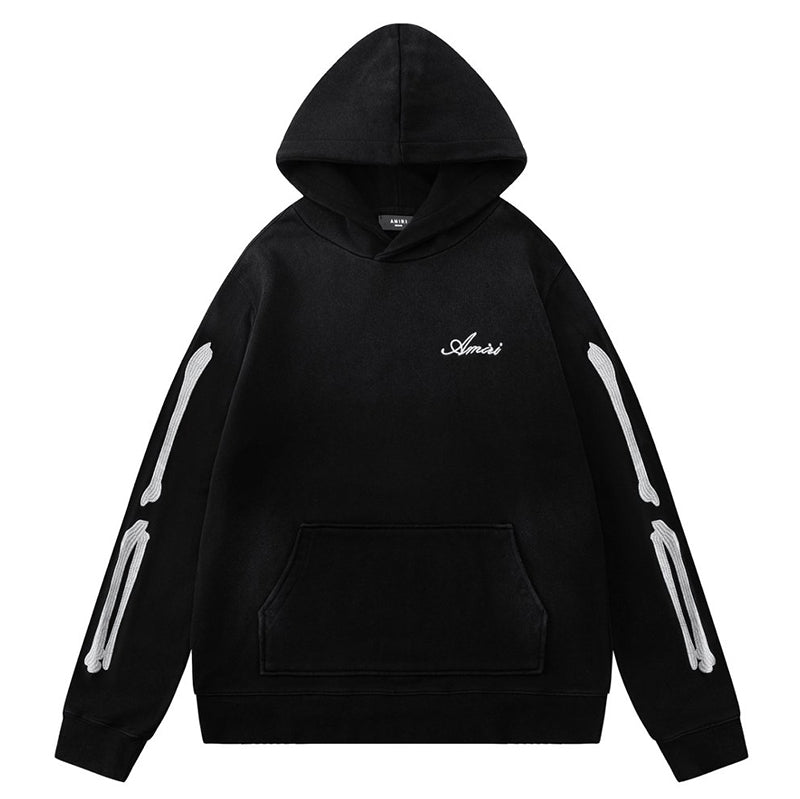 Bones embroidered cotton hoodie