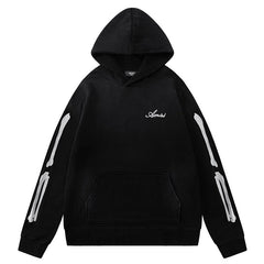 Bones embroidered cotton hoodie