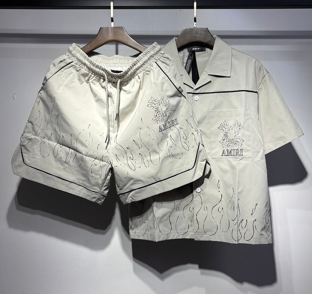 AMIRI Short Nylon Suit Trendy Streetwear Shirt Sets