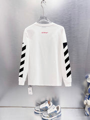 Off White Artistic Print Long-Sleeve T-Shirt