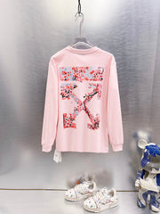 Off White Cherry Blossom Print Long-Sleeve T-Shirt