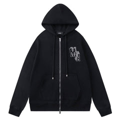 AMIRI Crystal AM Logo-print zip-up hoodie