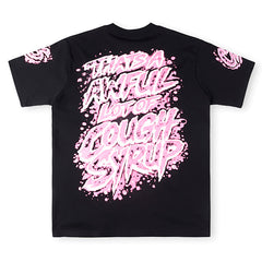 THAT'S A AWFUL LOT OF COUGH SYRUP Pink graffiti-style print Tee