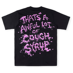 THAT'S A AWFUL LOT OF COUGH SYRUP Heart-shaped ink splatter print short T-shirt