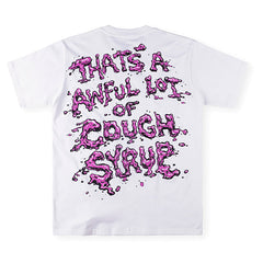 THAT'S A AWFUL LOT OF COUGH SYRUP Heart-shaped ink splatter print short T-shirt