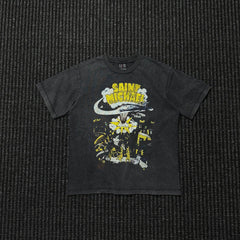Saint Michael Men's Gray Graphic-Print T-Shirt