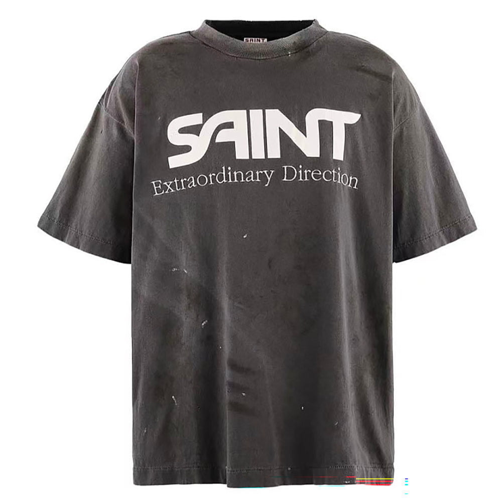 Saint Michael logo-print Distressed T-shirt