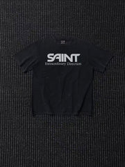 Saint Michael logo-print Distressed T-shirt