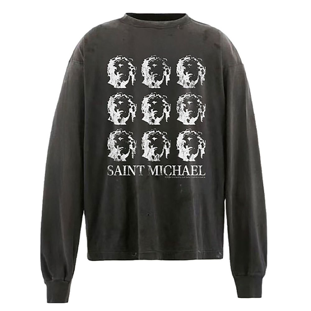SAINT MICHAEL Portrait Print Washed Long sleeve Tee