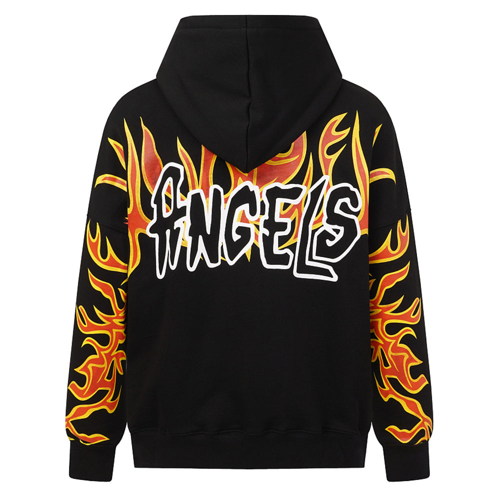 Palm Angels flame-print cotton hoodie