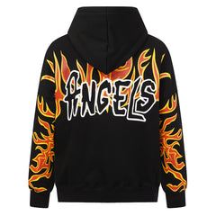 Palm Angels flame-print cotton hoodie