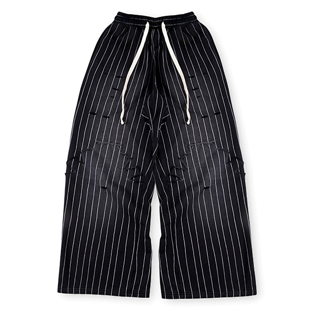 Vertabrae White striped casual wide-leg pants