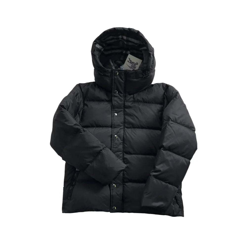 'halsby' hooded check down jacket black