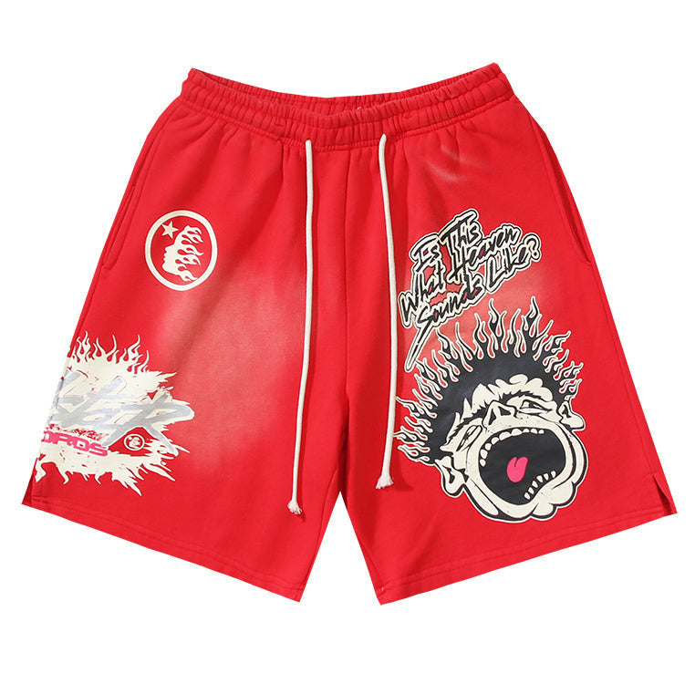 Classic Letter Avatar Washed Shorts