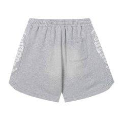 Embroidered Washed Distressed Short Grey/Charcoal Grey