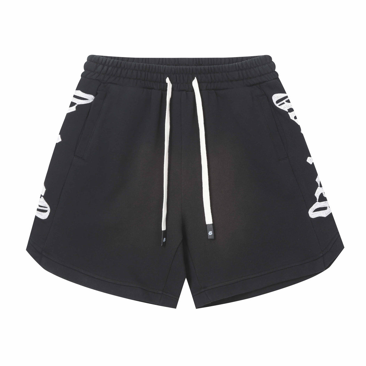 Embroidered Washed Distressed Short black/green