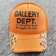 Workshop Paint-Splattered Logo-Print Canvas and Mesh Trucker Cap