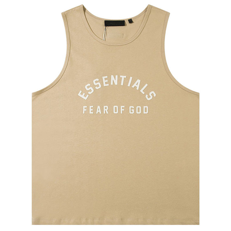 Flocked letter crew neck Sleeveless T-Shirts