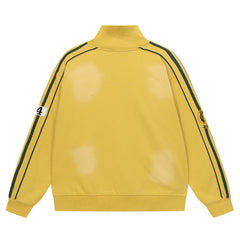 VALLEY Olympia Brasil striped-sleeves zipped sweatshirt