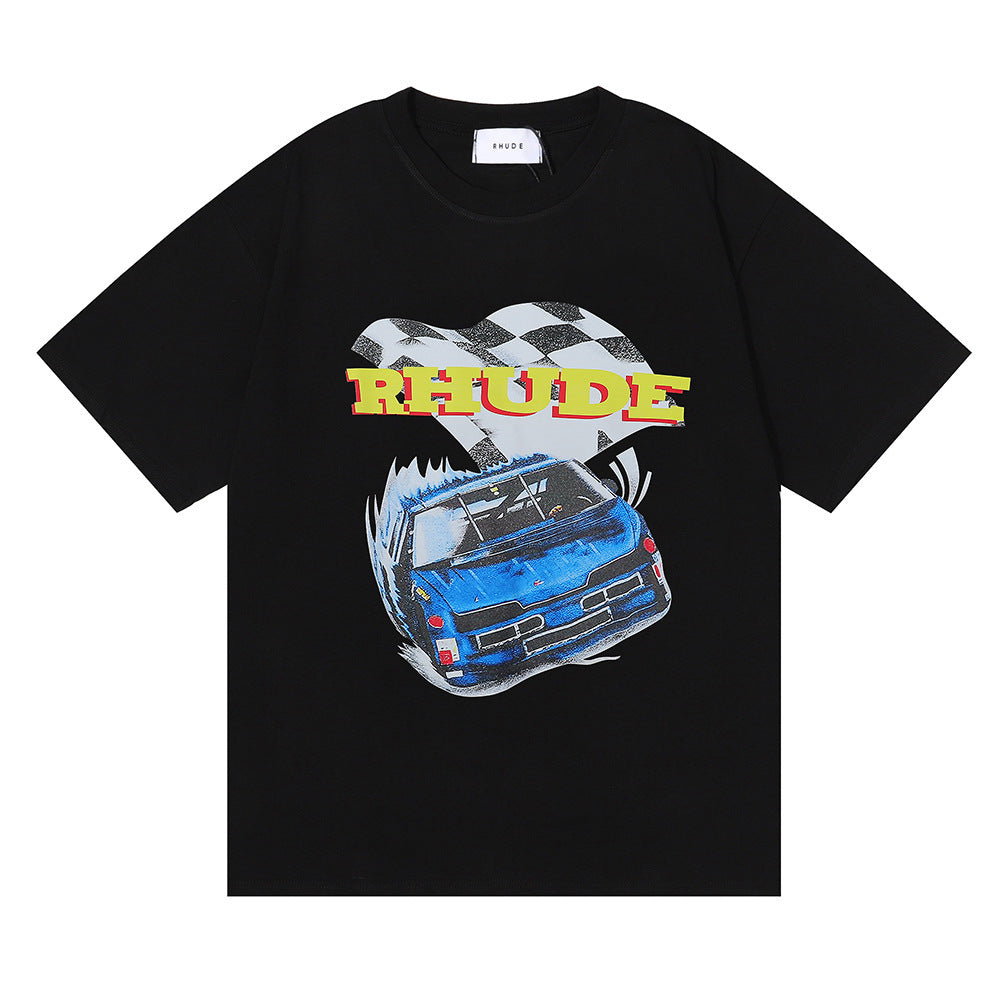 micro-logo letter racing print T-shirt