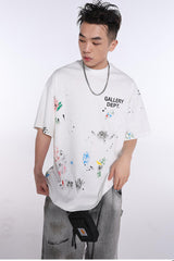 Paint-Splattered Logo-Print Cotton-Jersey T-Shirt