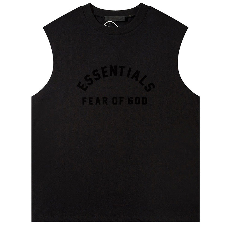 Flocked letter crew neck Sleeveless T-Shirts