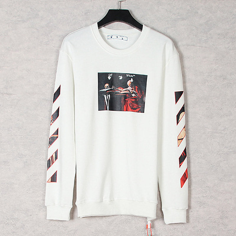 Caravaggio Oil Painting Print Round Neck Pullover Sweatshirts