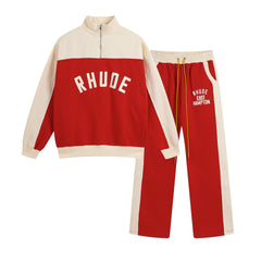 Contrast Varsity cotton sweatshirt pant sets