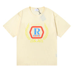 micro-label wheat ear letter printing t-shirt