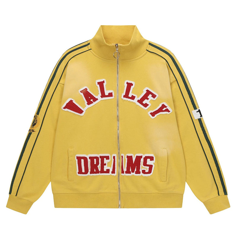 VALLEY Olympia Brasil striped-sleeves zipped sweatshirt