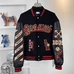 Off White Men AC Milan Off White Varsity Jacket