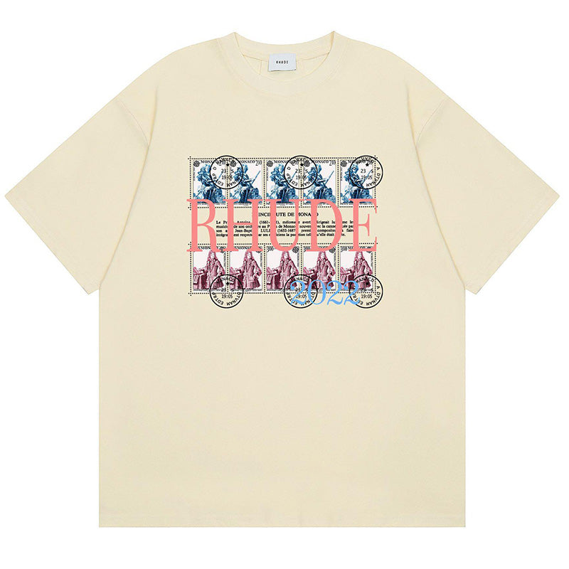 Oil Painting Clock Coconut Tree Print T-Shirts