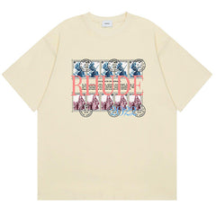 Oil Painting Clock Coconut Tree Print T-Shirts