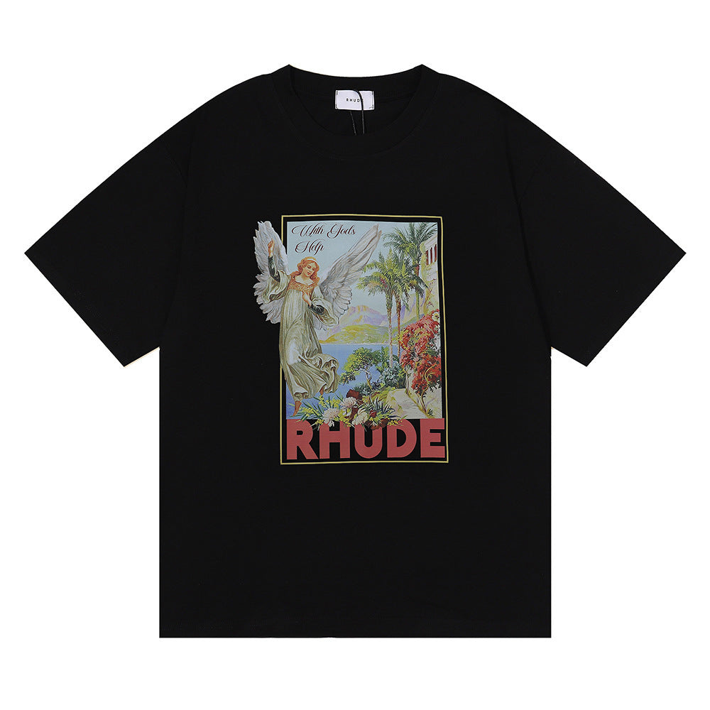 Micro Logo Angel Letter Print T-Shirt