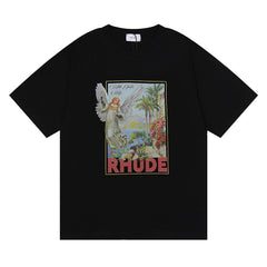 Micro Logo Angel Letter Print T-Shirt
