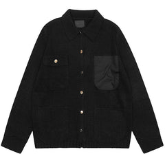 Limited edition buttons and multiple pockets Sweater coat