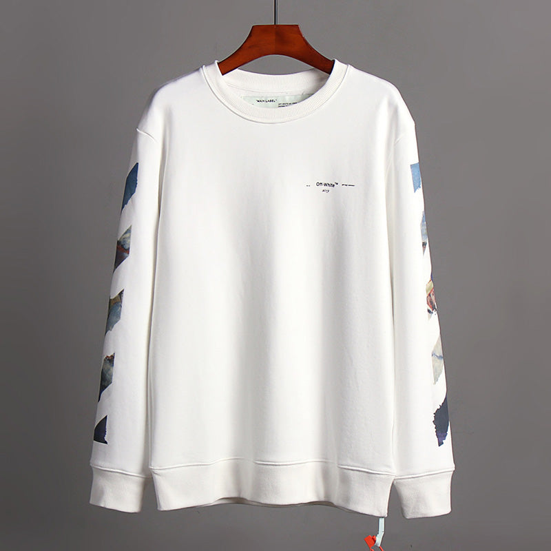 Classic Monet Oil Painting Arrow Round Neck Pullover Sweatshirts