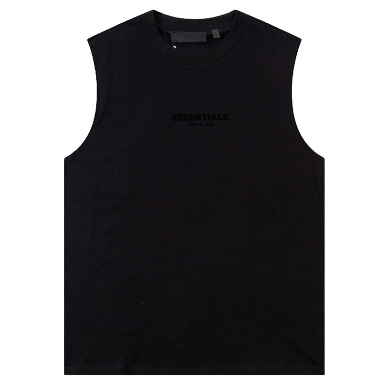 Flocking small letter print Sleeveless T-Shirts