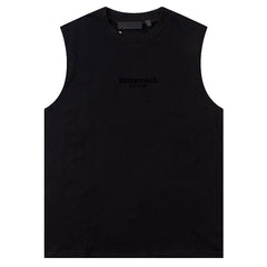 Flocking small letter print Sleeveless T-Shirts