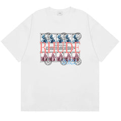 Oil Painting Clock Coconut Tree Print T-Shirts